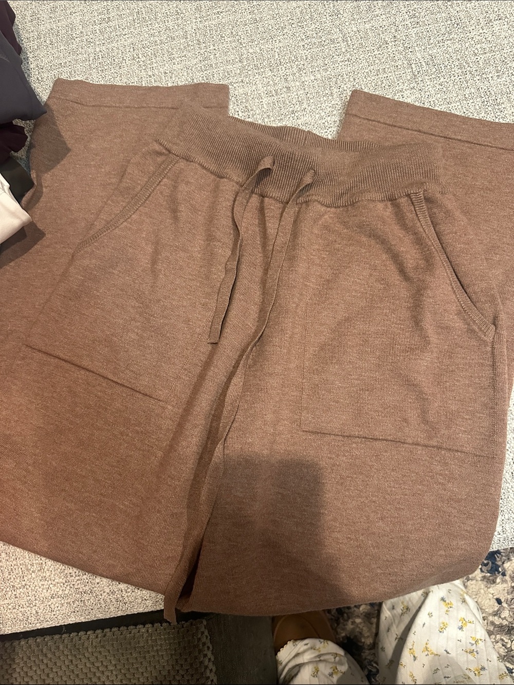 Cozy Brown Boot-Cut Drawstring Pants